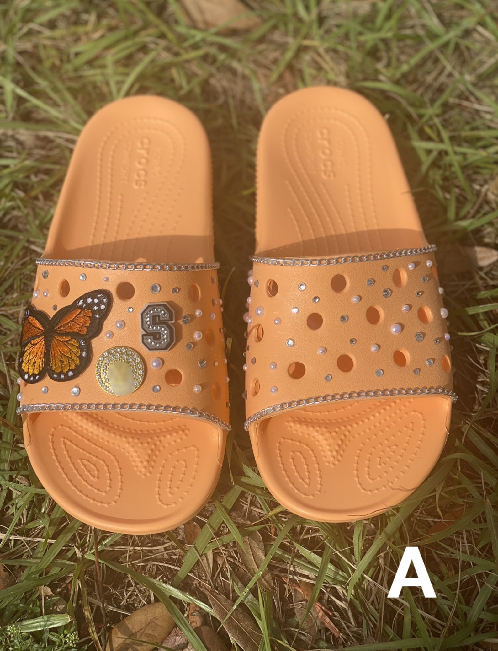 orchid croc slides