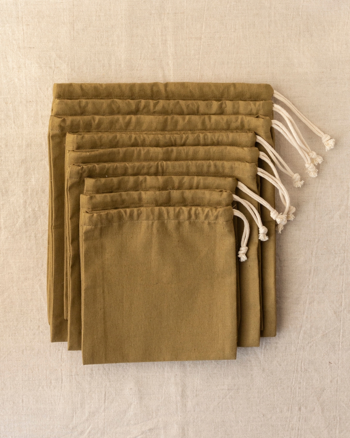 Khaki cotton bags for vegetables and fruits / SET of 3/6/9 Etsy