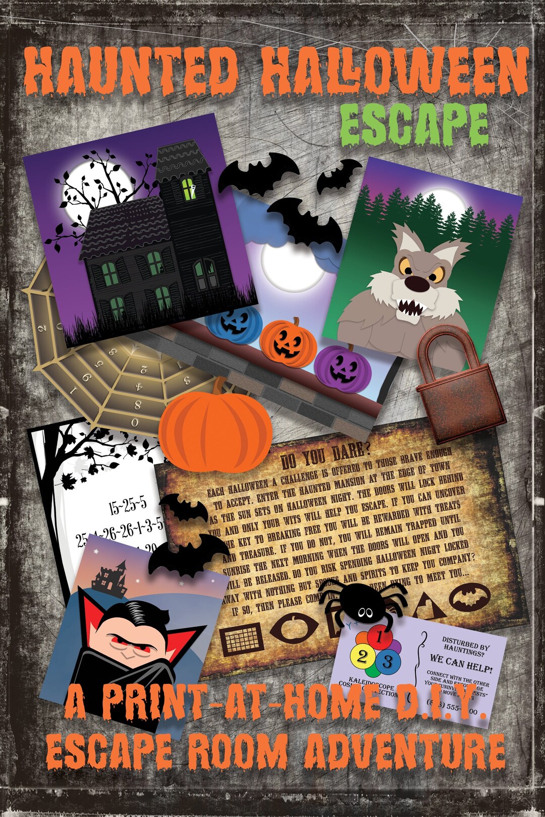 Printable Halloween Escape Adventure, Family Friendly Printable Puzzle 