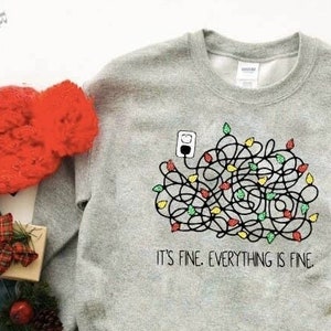 Christmas Sweatshirt, Christmas Tshirt/Jumper, Christmas Gift, Everything is Fine, Christmas Loungewear Gift, Glitter Christmas Jumper UK