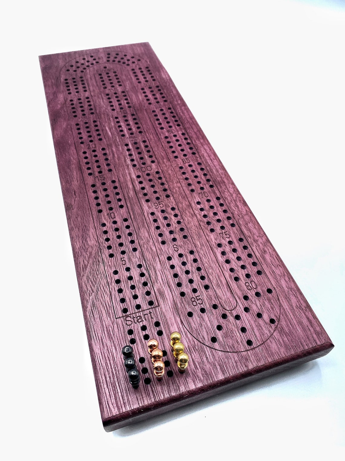 Purpleheart Cribbage Board Peg Storage Included Etsy