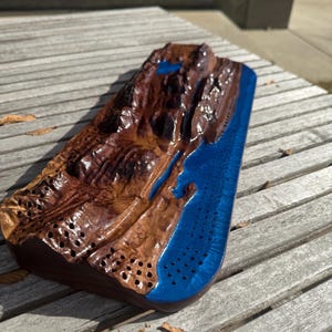 Black Walnut Rectangular Cribbage Board • 3D Topographical Map • Custom Location Crib Board with Peg Storage • Personalized Gift