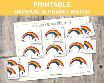 Printable Alphabet Matching, Rainbow Alphabet Activity, Preschool Alphabet Activity, Homeschool Activity, Quiet Page, INSTANT DOWNLOAD, T024