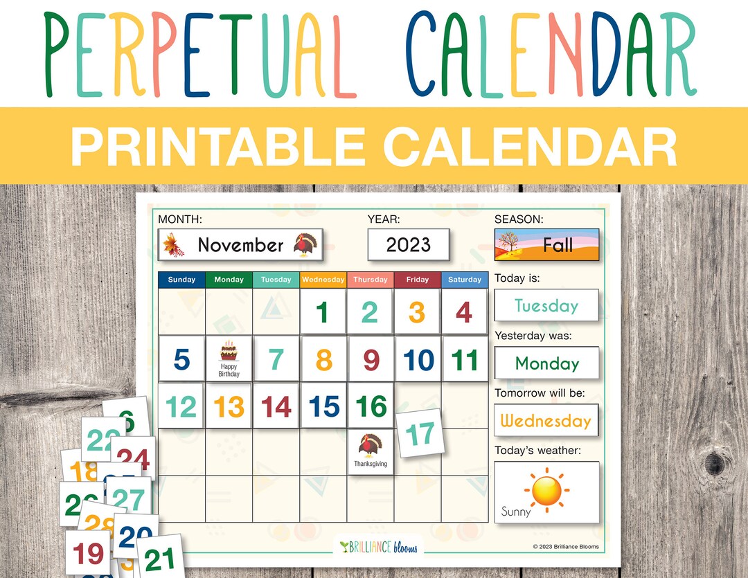 Printable Perpetual Calendar Calendar Printable Activity - Etsy