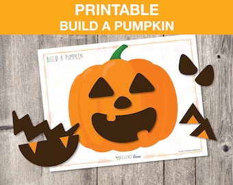 Build A Pumpkin Printable Busy Book Page, Halloween Pumpkin, Quiet Book Page, Printable Activity Worksheet
