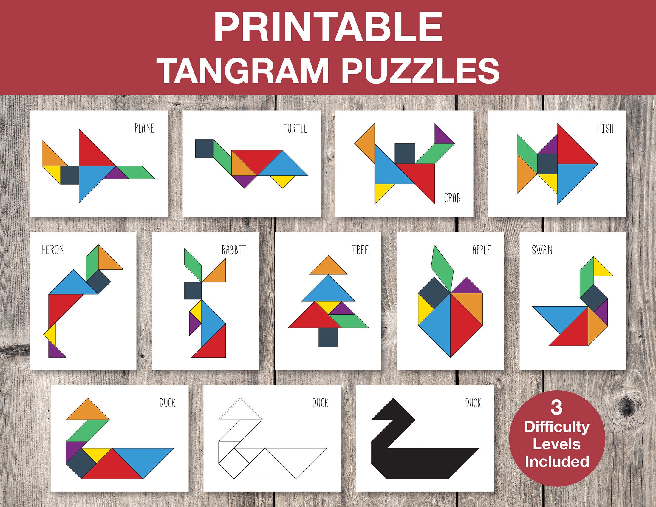 Printable Tangram - Etsy New Zealand Printable Tangram - Etsy New Zealand