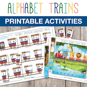 Printable Alphabet Matching Activity, Trains Alphabet Activity, Preschool Alphabet Activity, Kids Alphabet Matching, INSTANT DOWNLOAD, T004