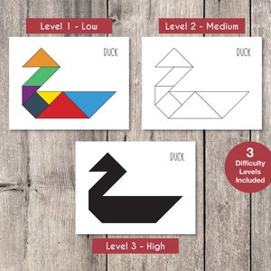 Tangram Puzzles Printable Game, Kids Printable Puzzle, Montessori Cards, Kids Game, Flash Cards, Educational Game, INSTANT DOWNLOAD, G003 image 3