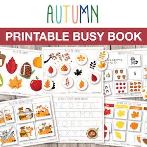 Autumn Printable Toddler Busy Book, Autumn Busy Book, Quiet Workbook, Fall Binder, Printable Activity Worksheets, INSTANT DOWNLOAD, H004