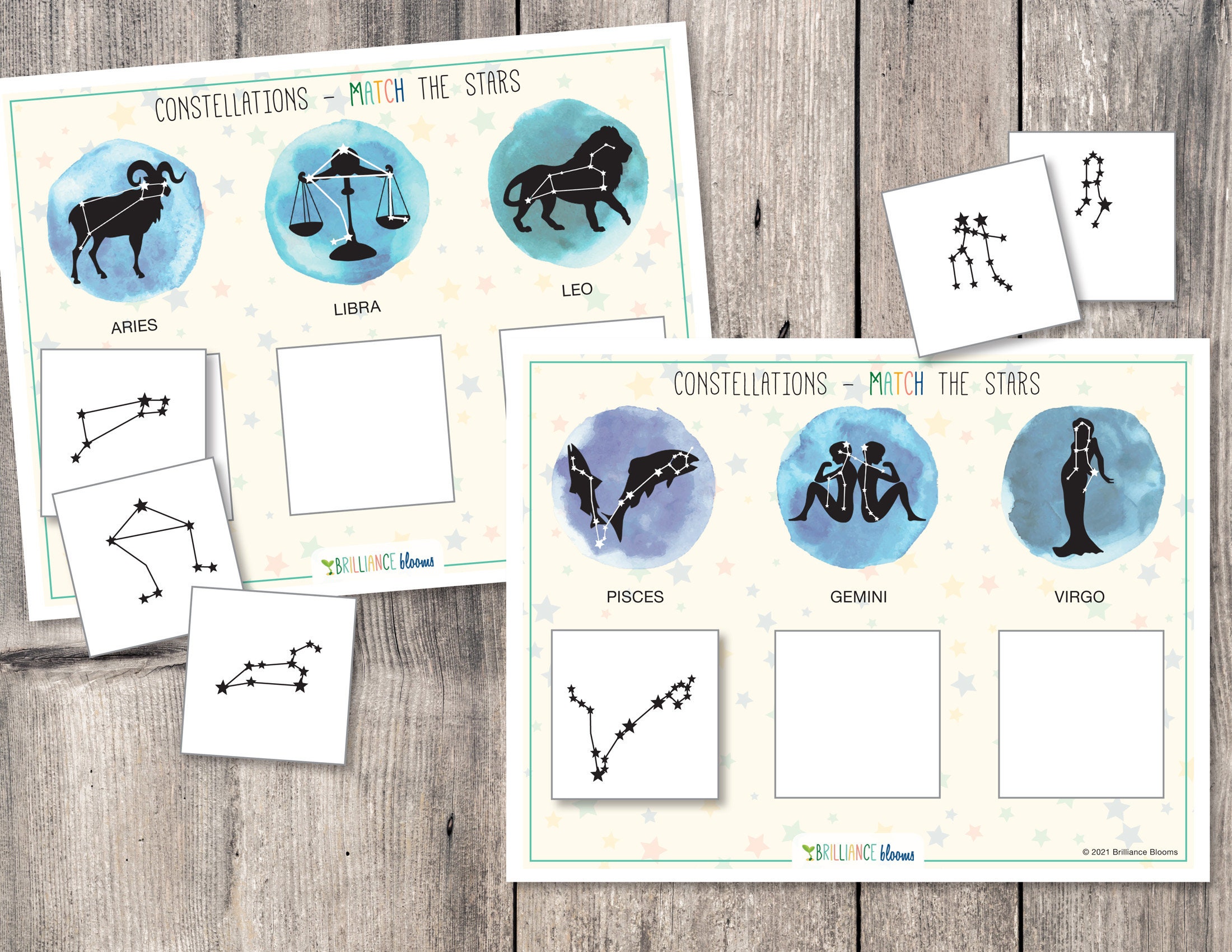 Printable Match the Stars, Moon Phase, Matching Activities, Solar ...