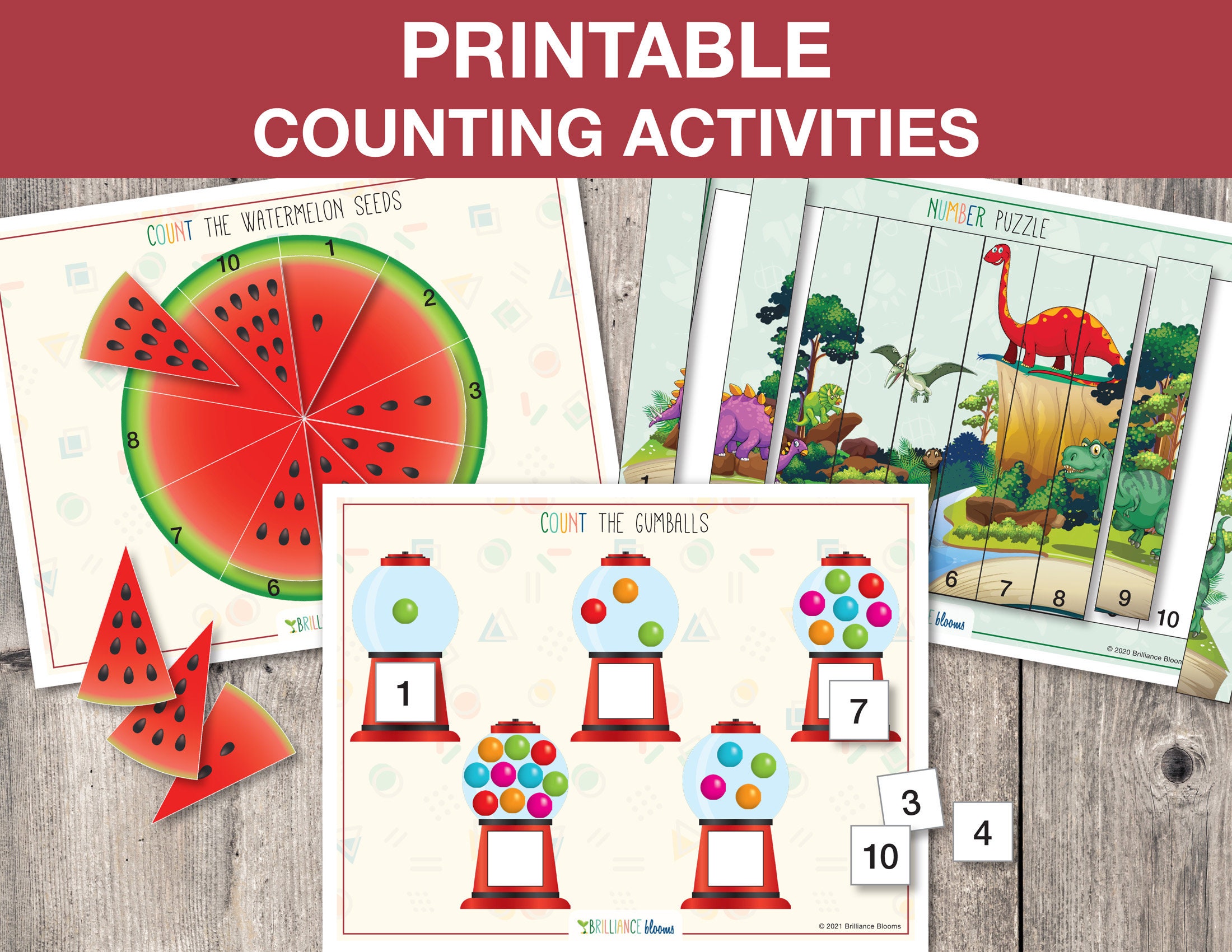 Printable Counting Worksheets Preschool Counting Activity | Etsy