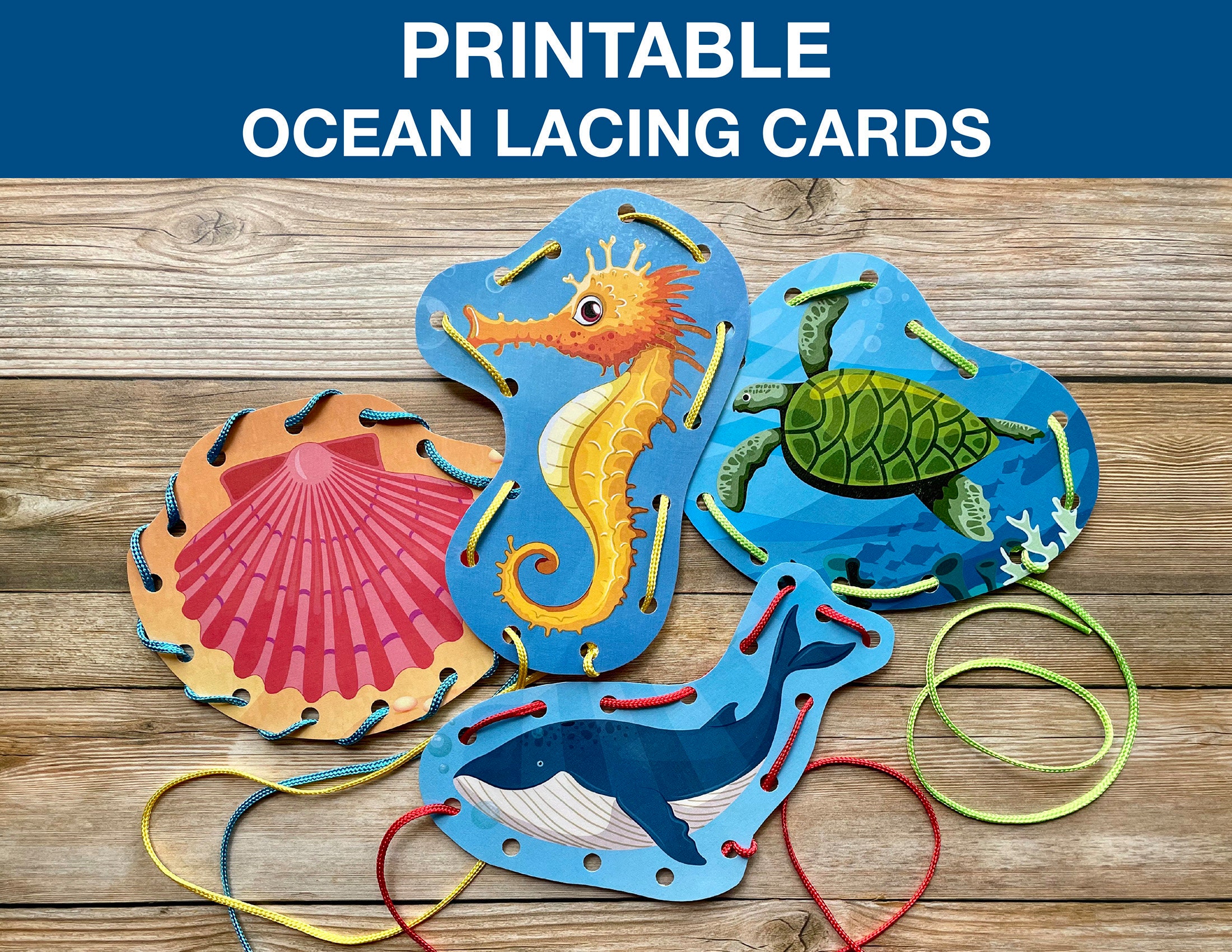Printable Ocean Lacing Cards Fine Motor Skills Fine Motor Etsy