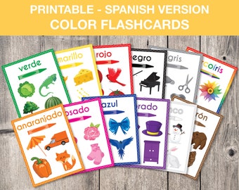 Spaanse afdrukbare kleur Flashcards, kleuren Flashcards, voorschoolse activiteit, Spaanse Flashcards, Homeschool activiteit, INSTANT DOWNLOAD, T047