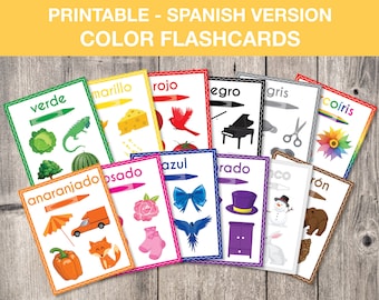 Spanish Printable Color Flashcards, Colors Flashcards, Preschool Activity, Spanish Flashcards, Homeschool Activity, INSTANT DOWNLOAD, T047