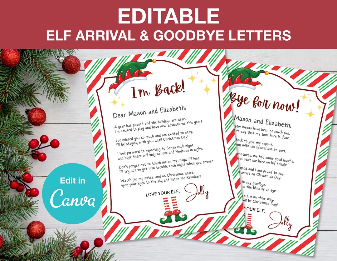 Editable Elf Letters, Elf Arrival Letter, Elf Goodbye, Elf Letter ...