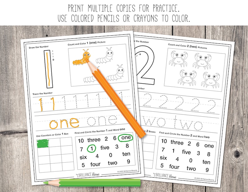 Printable Numbers 1-10 Worksheets, Number Tracing, Counting Practice ...