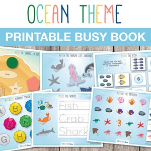 Printable Toddler Busy Book, Ocean Busy Book, Quiet Workbook, Ocean Binder, Printable Activity Worksheets, INSTANT DOWNLOAD, T001