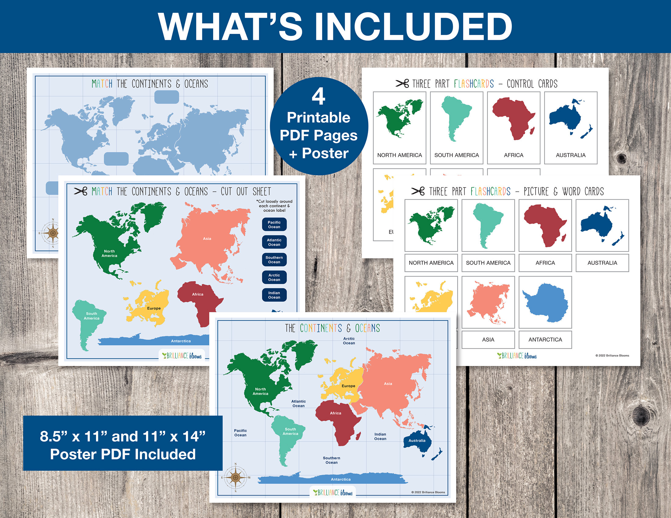 Continents, World Map Printable, Continents of the World, Preschool