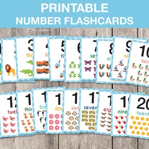 Printable Number Flashcards, Numbers 1-20, Preschool Activity, Number Flashcards for Kids, Homeschool Activity, INSTANT DOWNLOAD, T032