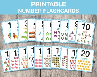 Flashcard con numeri stampabili, Numeri 1-20, Attività prescolare, Flashcard con numeri per bambini, Attività scolastica in casa, DOWNLOAD IMMEDIATO, T032