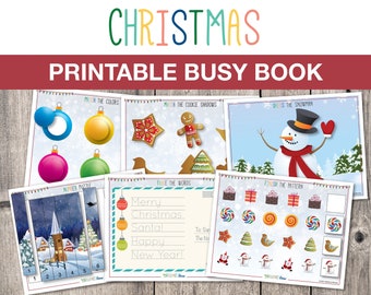 Printable Christmas Busy Book, Toddler Busy Book, Preschool Learning Binder, Christmas Printable, Homeschool Activity INSTANT DOWNLOAD, H001