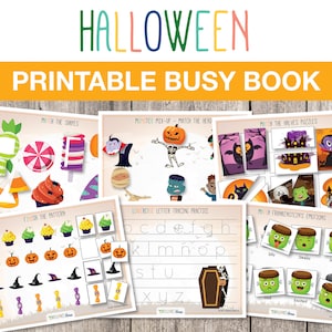 Halloween Printable Toddler Busy Book, Halloween Busy Book, Quiet Workbook, Printable Activities, Preschool Halloween INSTANT DOWNLOAD, H006