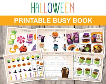 Halloween Toddler Busy Book, Printable Halloween Busy Book, Quiet Workbook, Printable Activities, Preschool Halloween