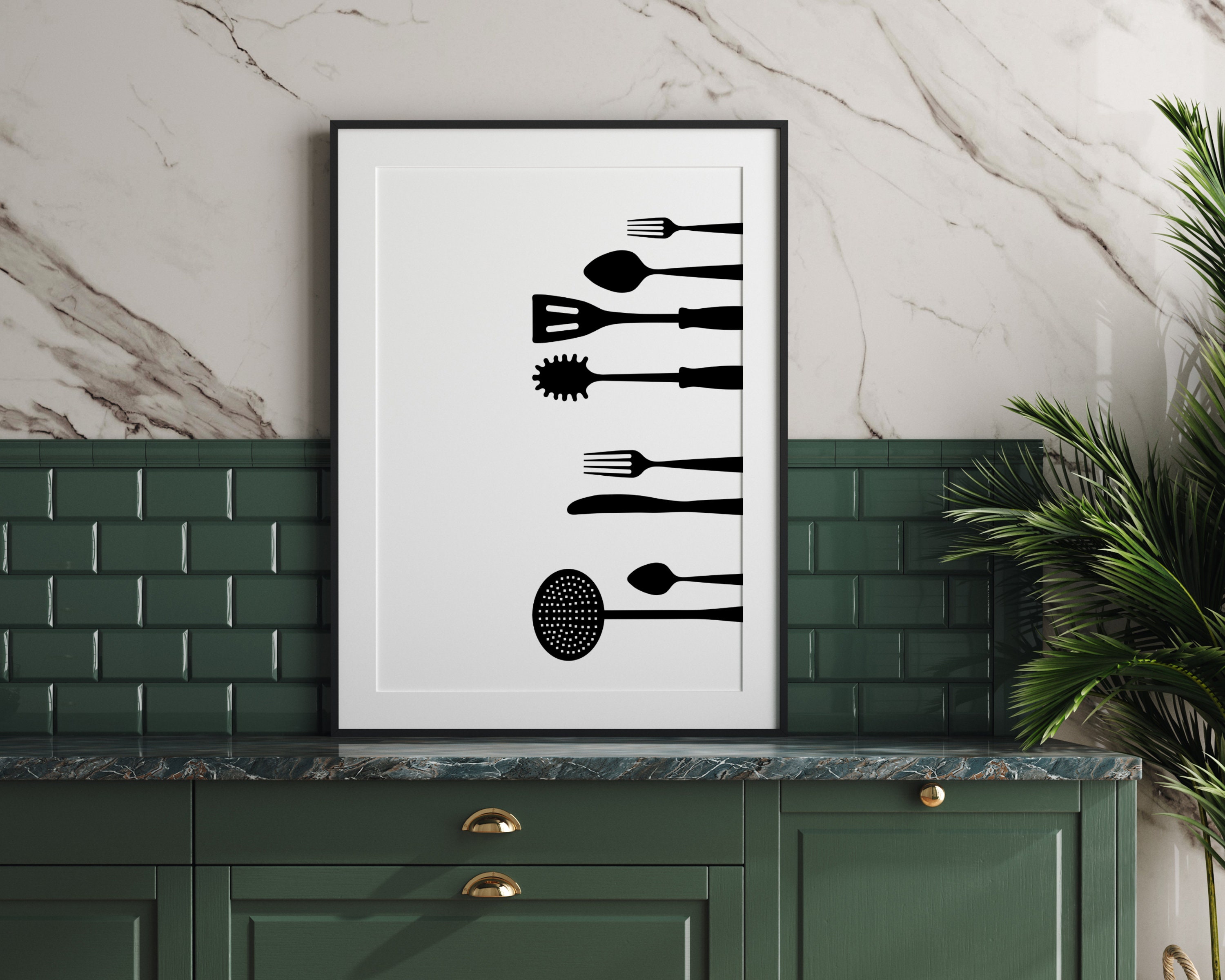 Cutlery Printable Black Kitchen Wall Art Instant Download Etsy