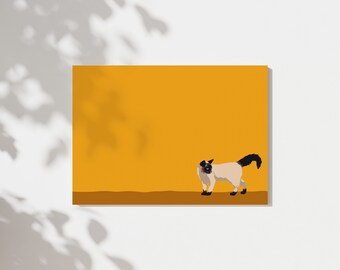 Afdrukbare muurkunst Siamese kat / Kat illustratie / Instant Download