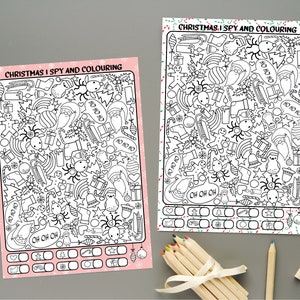 Christmas I Spy and Coloring Printable Children&#39;s Activity Fun