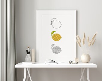 Lemons Printable Wall Art, Instant download, One line drawing and more Lemons