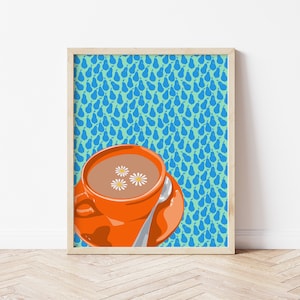 Taza con margaritas Printable Wall Art / Vibrant Kitchen Art / Printable Pop Art / Instant Download