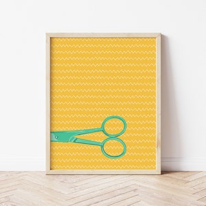 Scissor Illustration / Printable Wall Art / Vibrant Office Art / Craft Room Wall Art / Instant Download