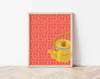 Yellow Kettle Printable Wall Art / Vibrant Kitchen Art / Printable Pop Art / Instant Download