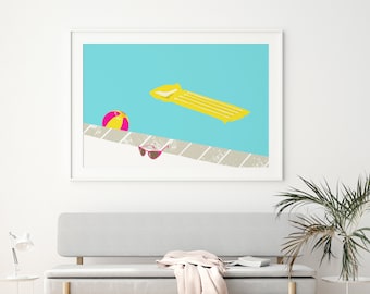 Swimming Pool Printable Wall Art / Pool Illustration Art / Swimming Pool Poster / Instant Download