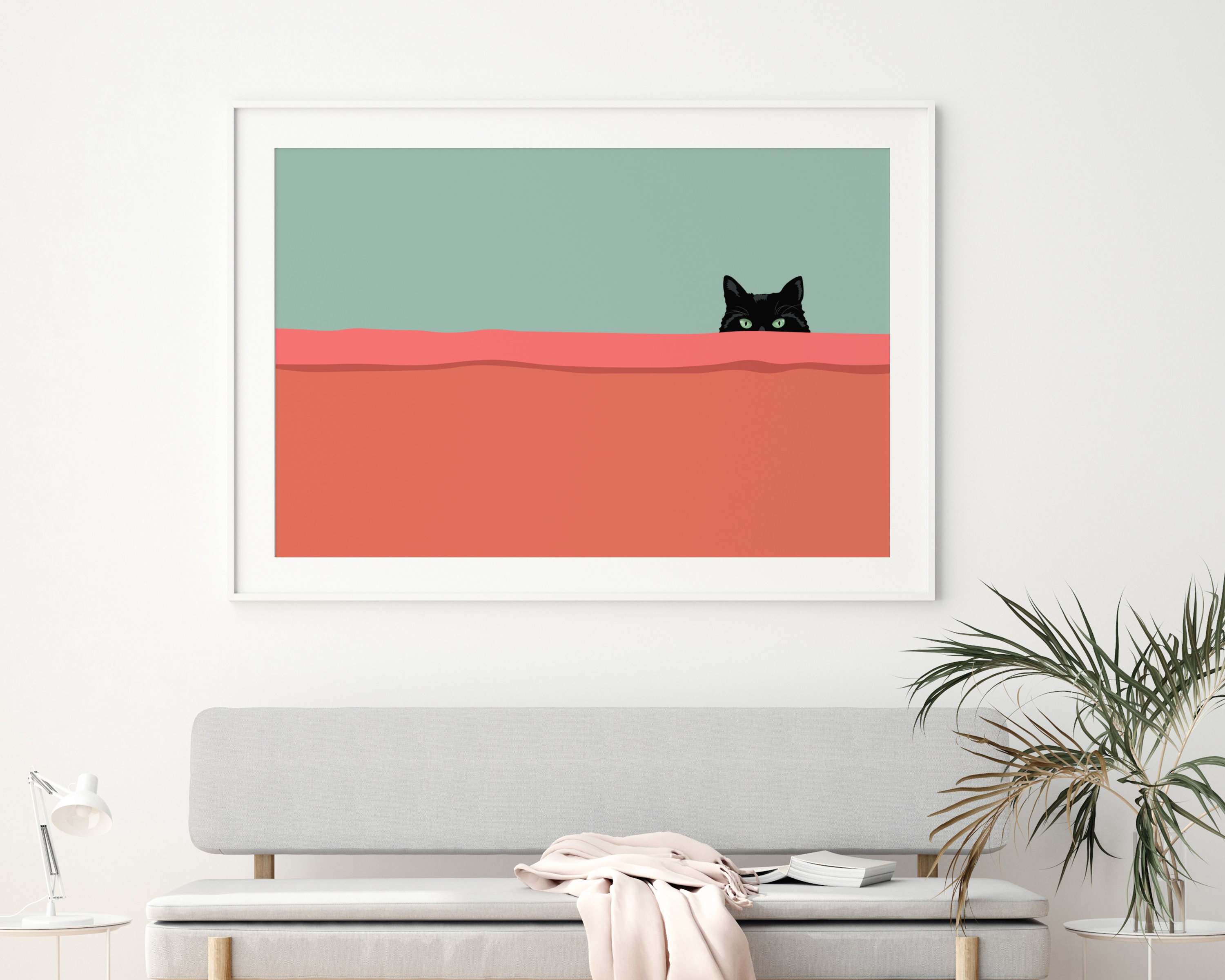 Black Cat Peeking Printable Wall Art / Instant Download / Cat ...