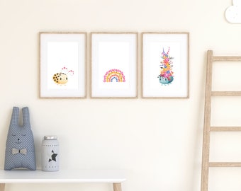 Ladybirds Set of Three Printable Wall Art, Instant Download