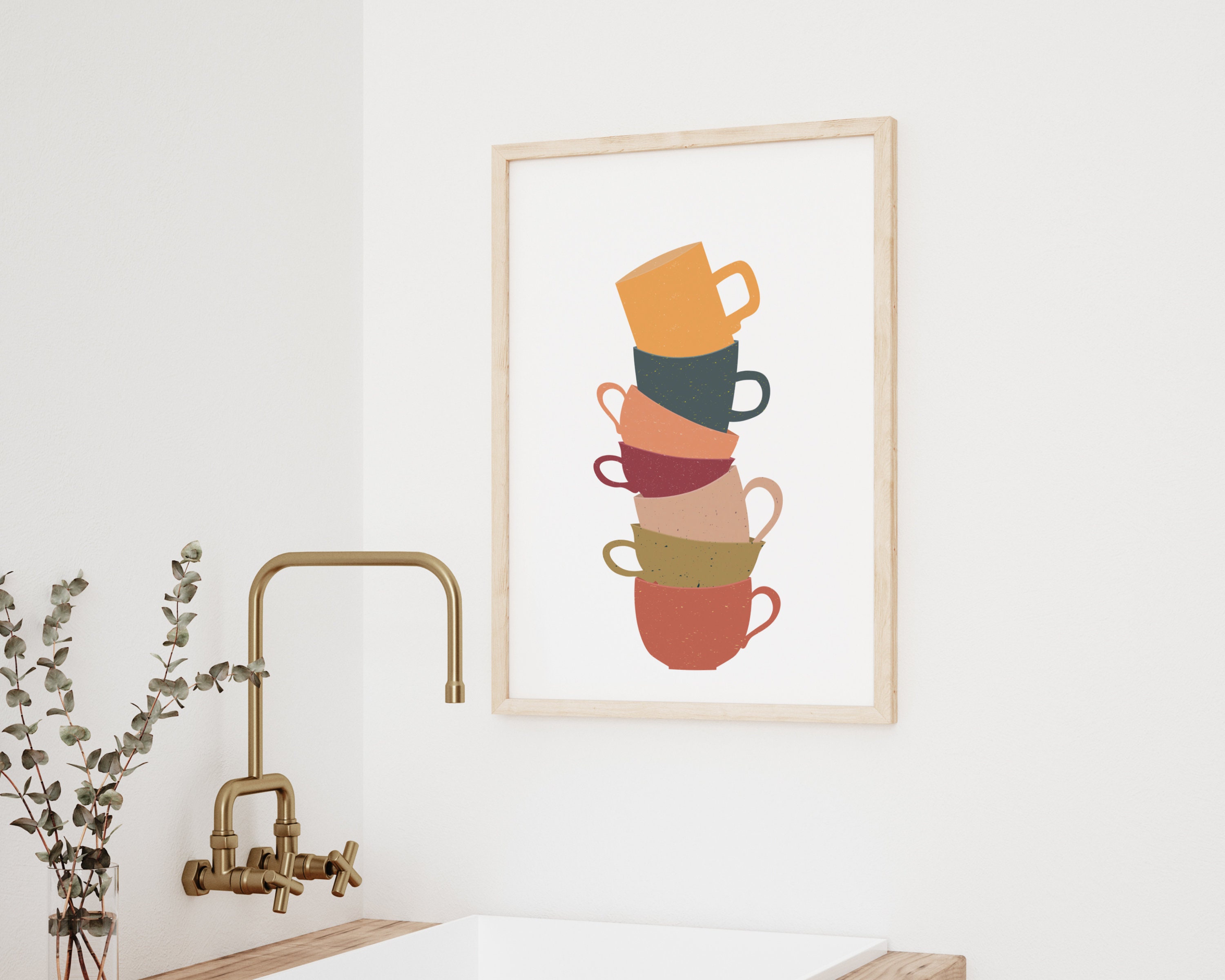 kitchen art personalized prints - utensils, cups,... Cups and Cutlery Set of Two Printable Kitchen Wall Art, Instant ...