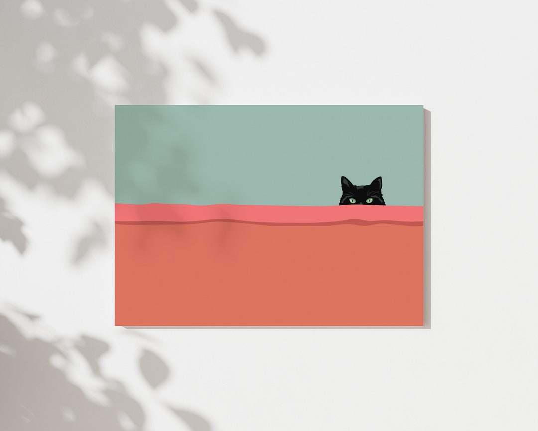 Black Cat Peeking Printable Wall Art / Instant Download / Cat ...