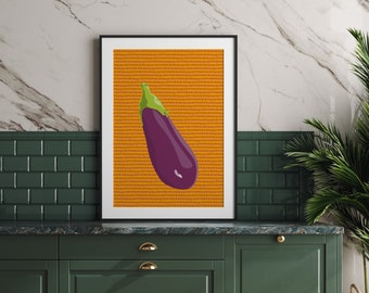 Aubergine Printable Wall Art / Vibrant Illustration / Vegetable Poster / Vegetable Wall Art / Instant Download