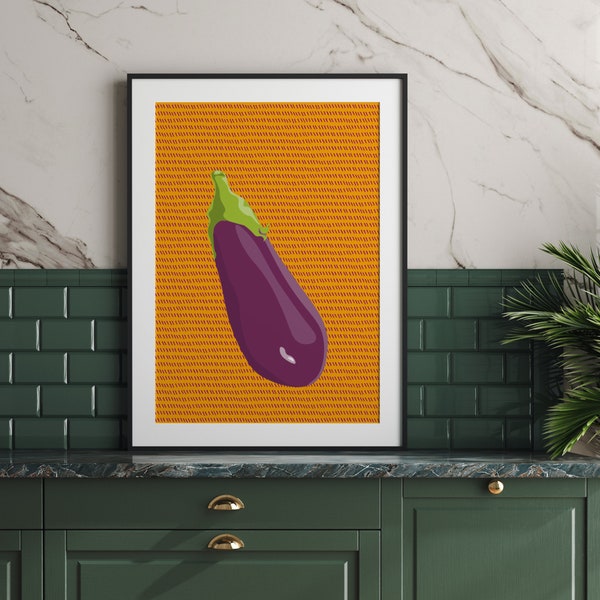 Aubergine Printable Wall Art / Vibrant Illustration / Vegetable Poster / Vegetable Wall Art / Instant Download