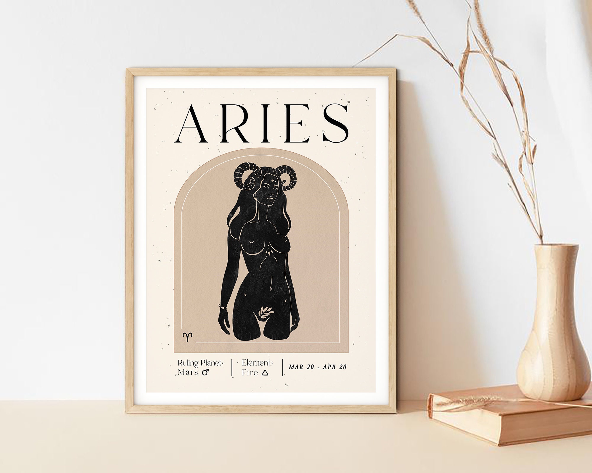 Astrology Posters Zodiac Aries Boho Witchy Wall Decorart - Etsy