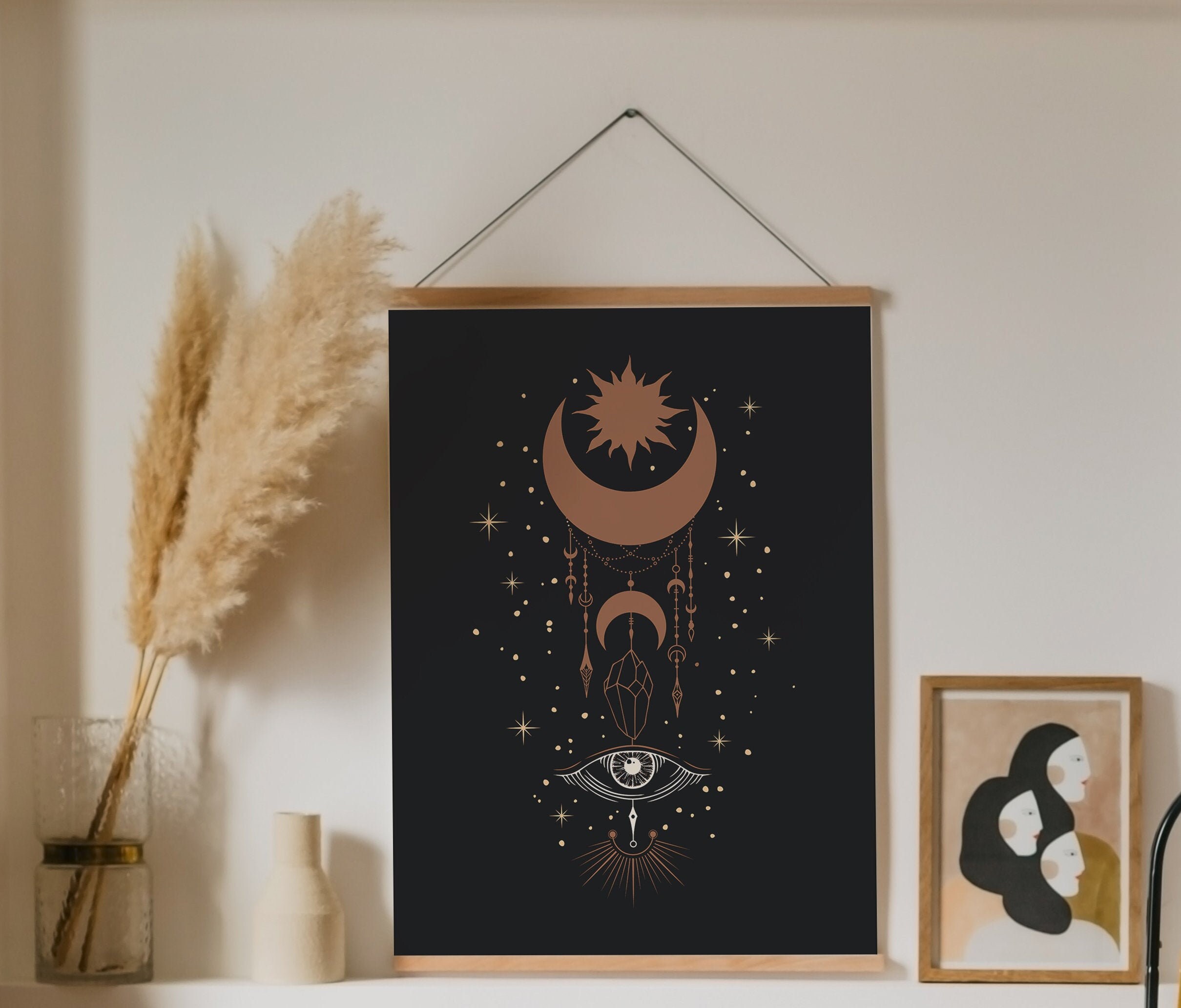 Moon Art Witch Decor Witchy Wall Decor Moon Phases Print | Etsy