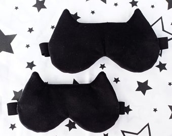 Sleep Mask Black cat,  Eye Mask Sleep Slumber Party Favors, velvet Sleep Mask, Cat Lover Gift, Travel Sleeping Mask Women