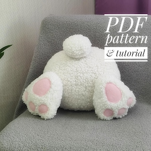 Bunny Butt Pillow Sewing Pattern: Sherpa Rabbit Plush (PDF Tutorial)