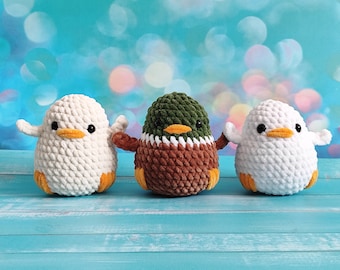 Virkad ankplysch: Handgjord kawaii amigurumi ankungeleksak