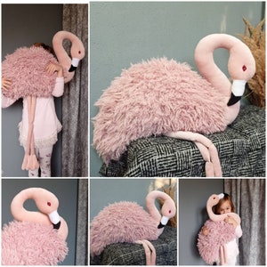 Pink Flamingo Stuffed Animal, bird Plush toy Flamingo, cute Flamingo Bird, best mother's day gift, Stuffed plush animal, Tropical theme