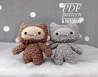 PDF Yeti BigFoot sewing pattern, Sasquatch stuffed animal, monster toy sewing pattern, digital pattern and tuturial