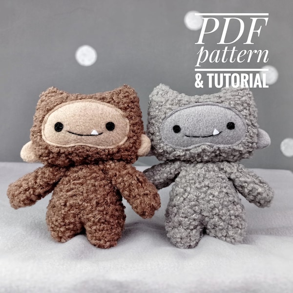 PDF Yeti BigFoot sewing pattern, Sasquatch stuffed animal, monster toy sewing pattern, digital pattern and tuturial