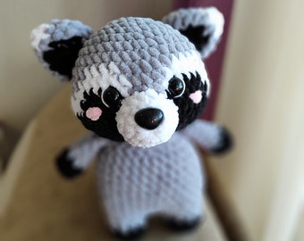 Lindo mapache de peluche, juguete de mapache de crochet, peluche de mapache suave, juguete de mapache de peluche, regalo para hermana, regalo para el día de la madre, amantes de los mapaches